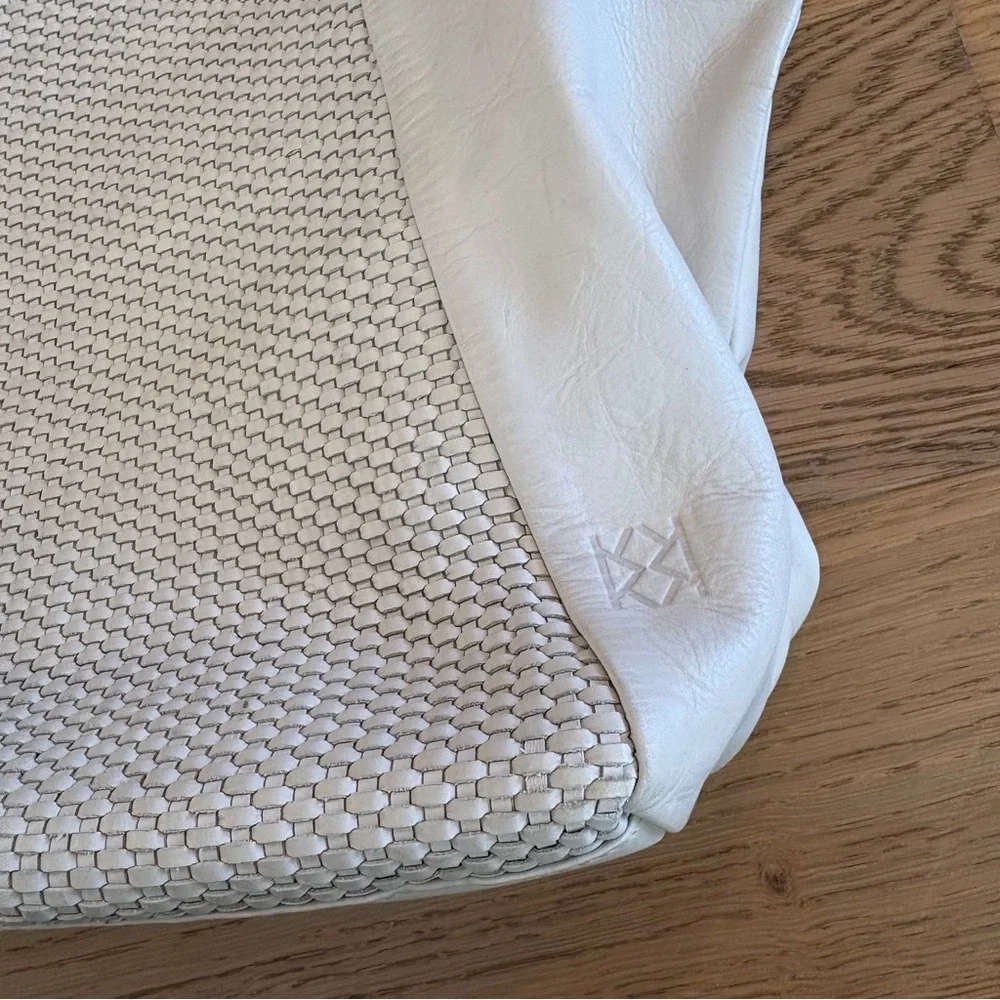 Christopher Kon Woven Leather White Tote Bag - Picture 6 of 15